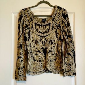 Sheer embroidered long sleeve